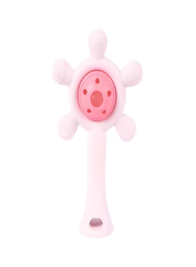 CUTEABLY خشخيشة تسنين للأطفال من كيوتابي، جونجونا، ألعاب تغذية الأطفال (وردي) - Image 1